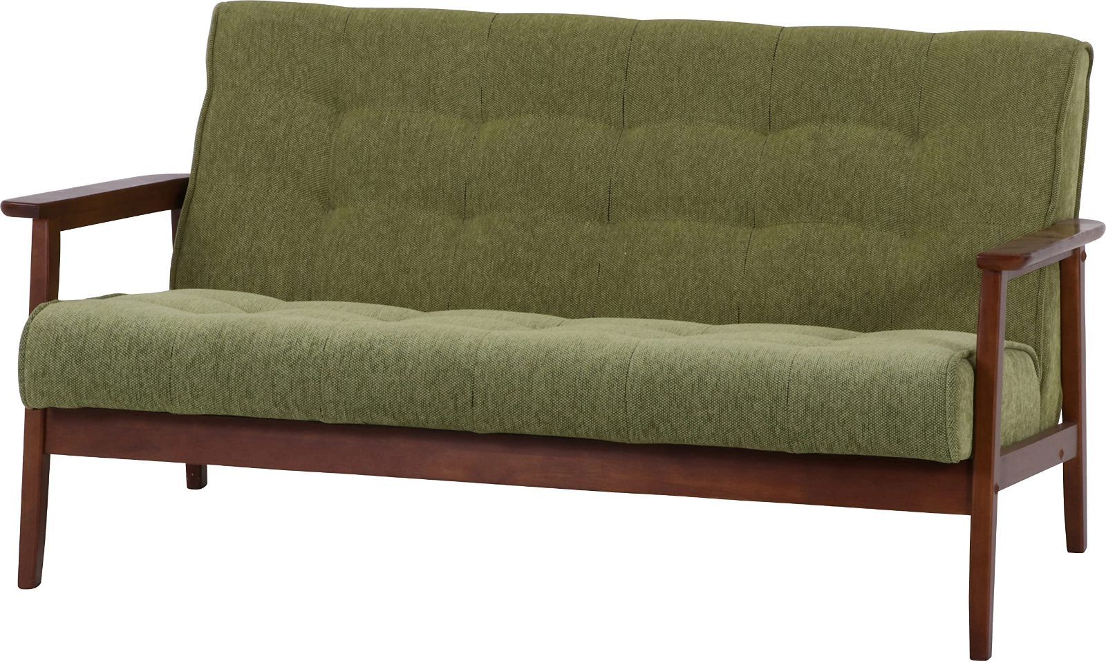 不二貿易 Fujiboeki ソファ 2人掛け 肘付き 幅135×奥行73×高さ70cm グリーン 天然木 ファブリック お掃除ロボット通れる フレンズ 71159