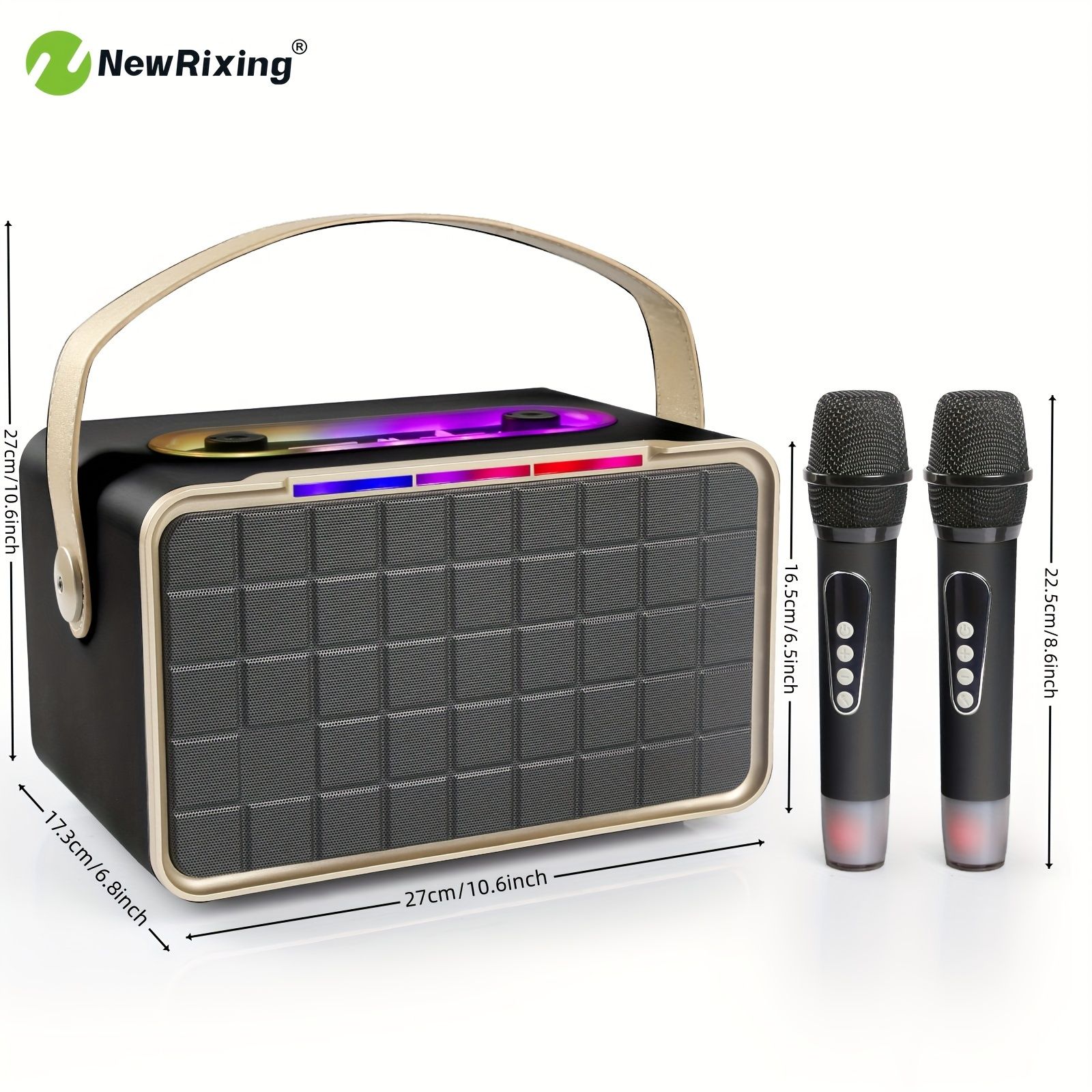 NewRixingワイヤレス カラオケマシン NewRixing ワイヤレスカラオケマシン（2つのマイク付き）、ポータブル