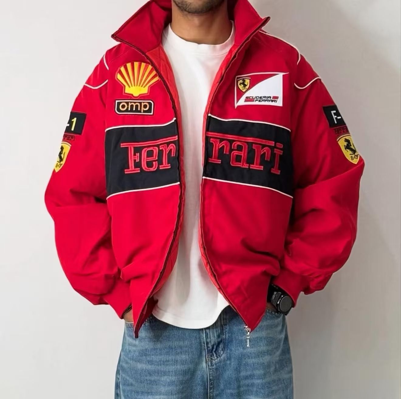 F1 Ferrari フェラーリ F1 レーシングジャケット ブルゾン 刺繍 中綿