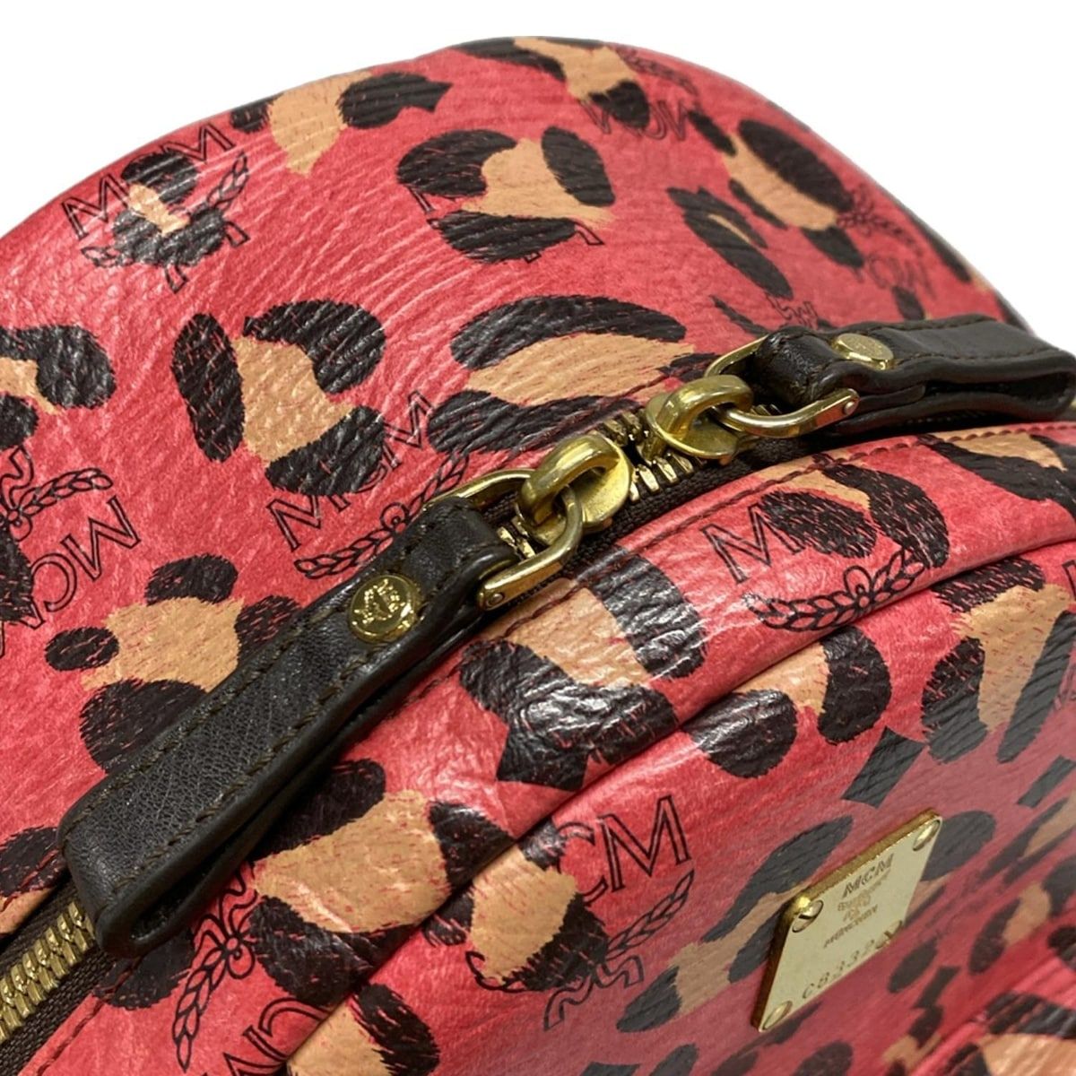 MCM リュックサック 良品 エムシーエム リュックサック レザー ピンク