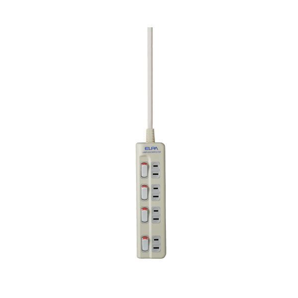 (まとめ）朝日電器 ランプレスタップ4個口WLS-410EB（W） 1m【×5セ