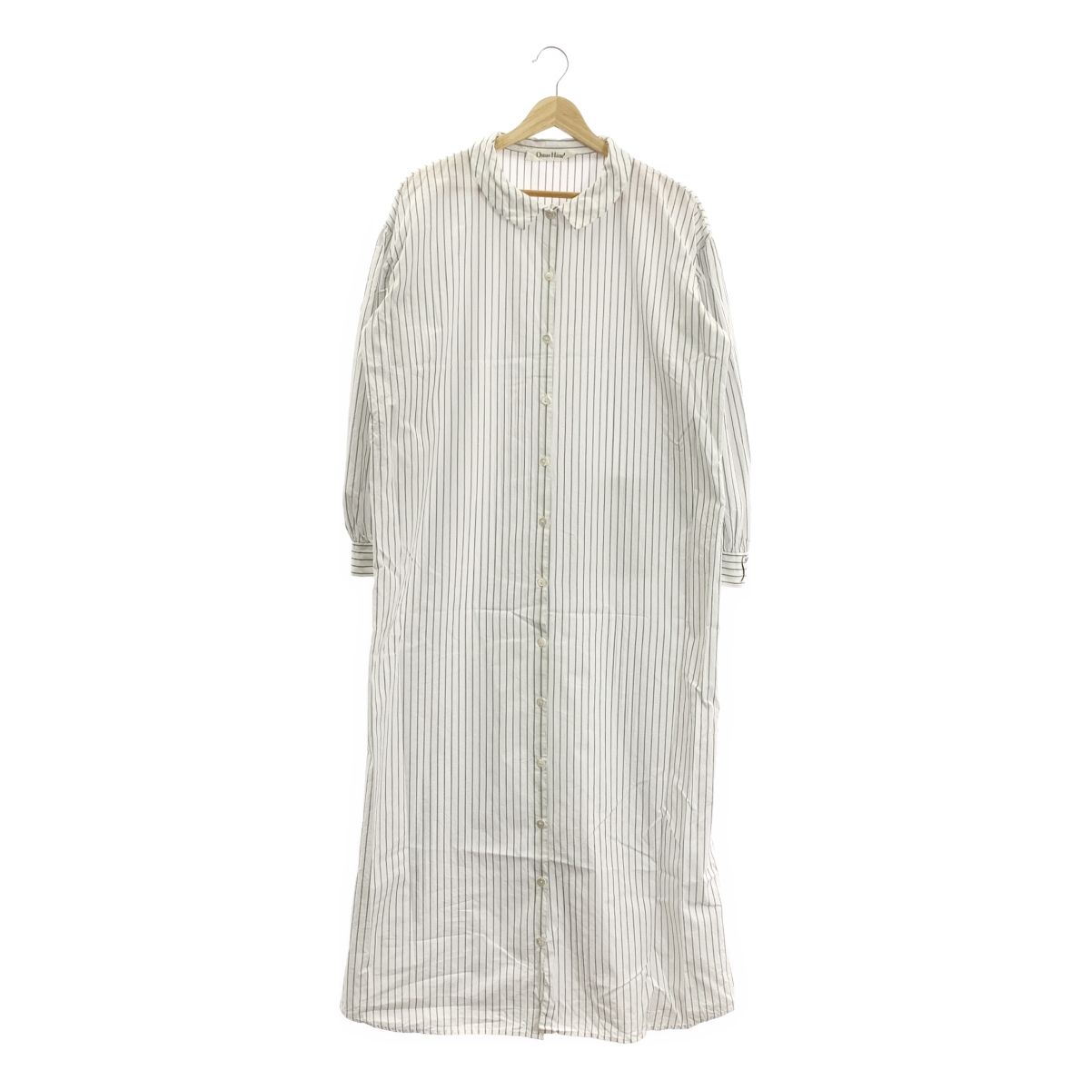 Omas Hande | オーマスヘンデ | コットン ストライプ シャツワンピース | F | ホワイト|ネイビー | レディース