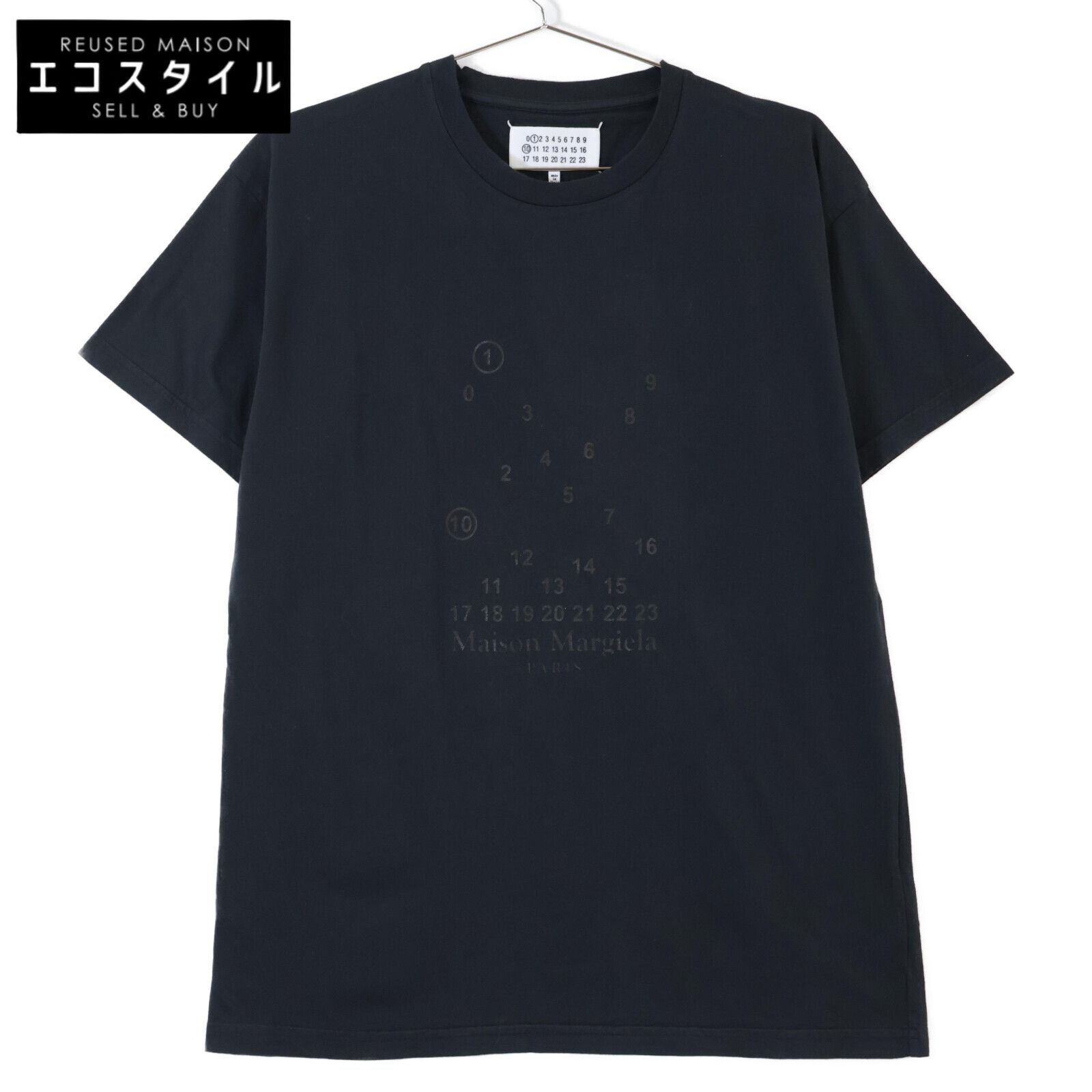 Maison Margiela メゾンマルジェラ 23SS ブラック コットン ナンバリングロゴTシャツ|ショートスリーブカットソー XS