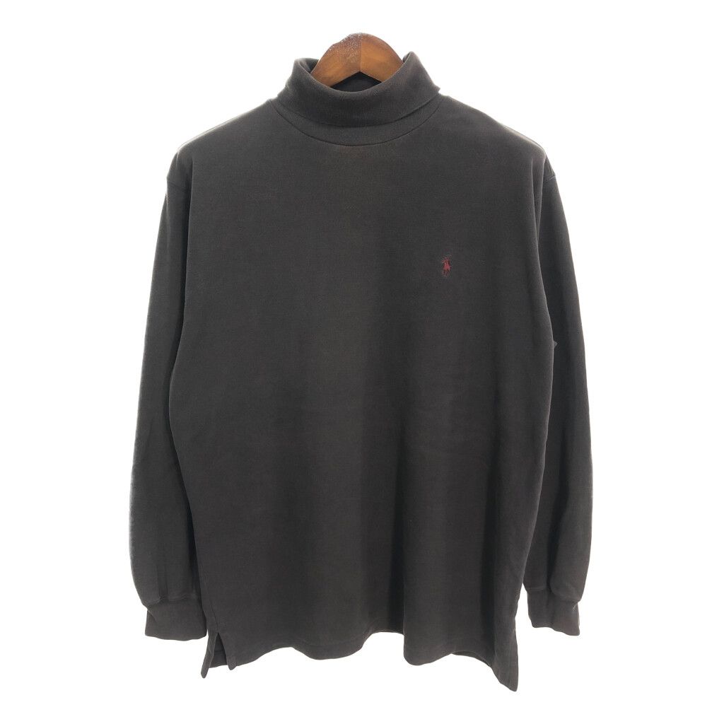 90年代 Polo by Ralph Lauren ポロ ラルフローレン タートルネック スウェット ブラック (メンズ L) 中古 古着 R1754