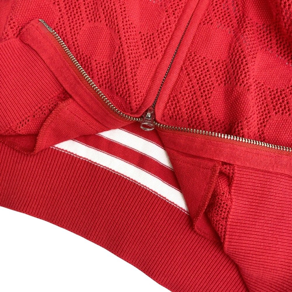 アウトレット最大70％OFF! サイズ L AND PER SE アンパスィ ニット ジップパーカー ドット ボーダー柄 レッド系 240101522075 ゴルフウェア レディース ストスト