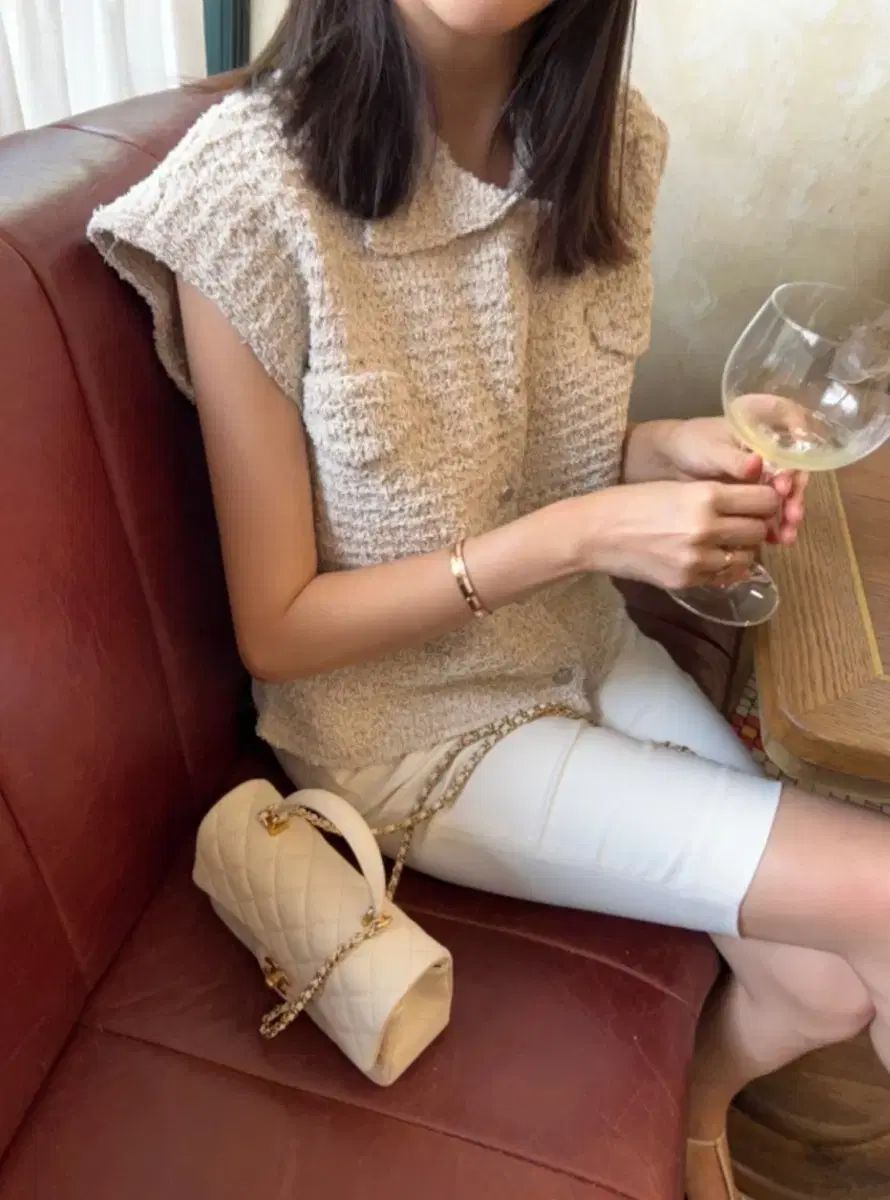 ルミ ツイード ニット ベスト ブラック