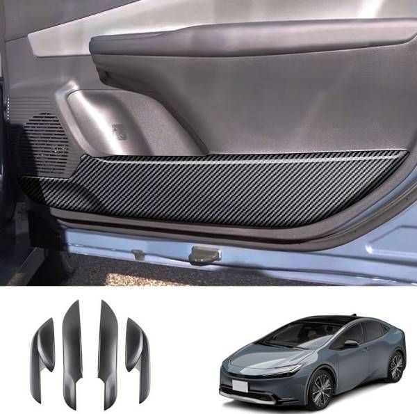 高品質 新型 トヨタ PRIUS 60系 2023 ドアキックガード　ドアプロテクター　カーボン 4枚セット