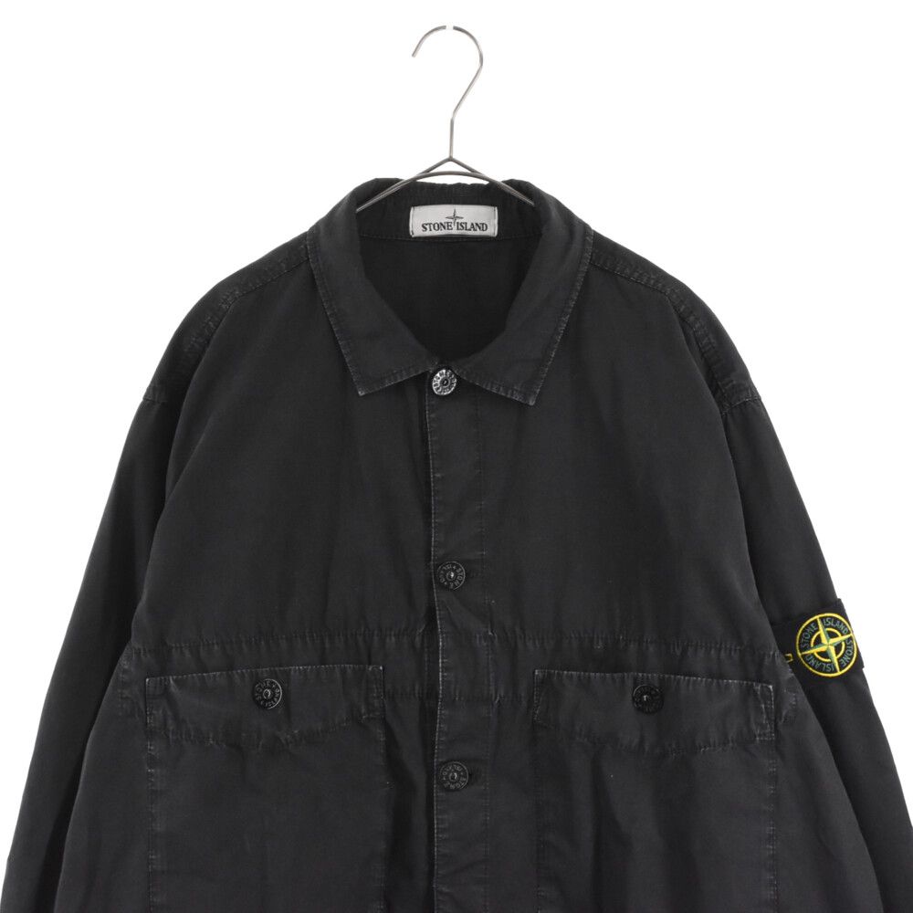 STONE ISLAND (ストーンアイランド) 21SS ガーメントダイコットンワークシャツ 長袖シャツ 7415110WN ブラック