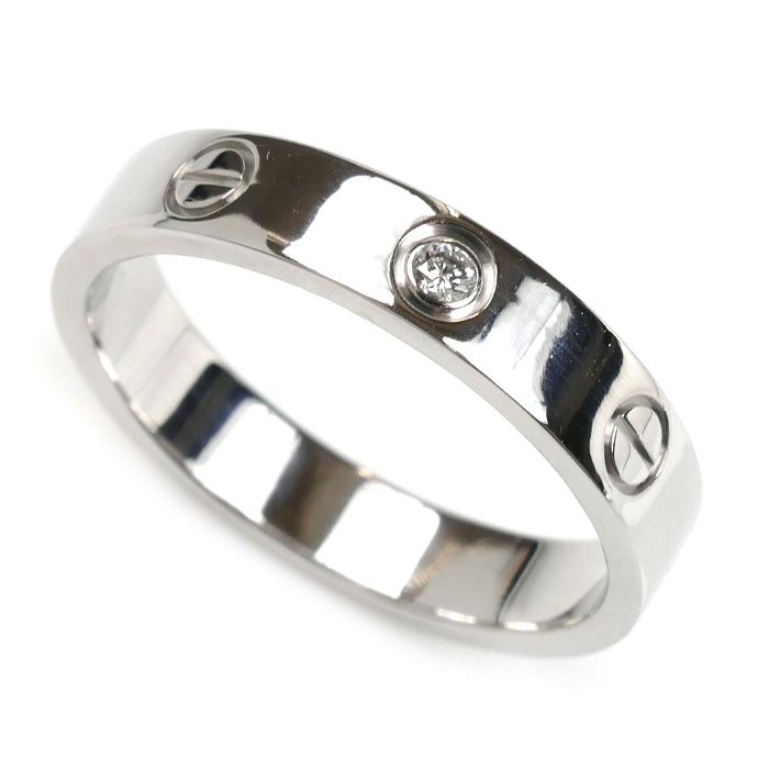 CARTIER カルティエ K18WG ホワイトゴールド ラブリング 1Pダイヤ リング 指輪 B4050555 ダイヤモンド 14.5号 55 5g レディース