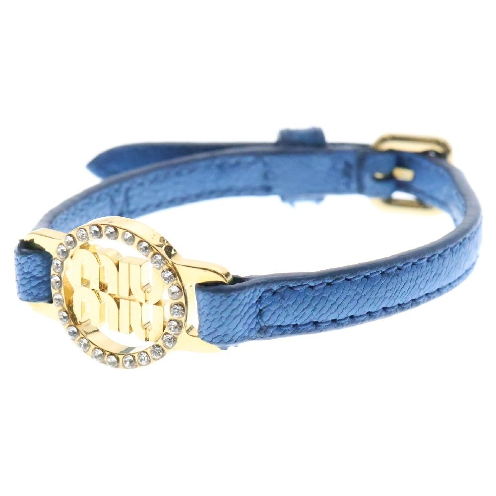 miumiu (ミュウミュウ) マドラス レザーラインストーンブレスレット 