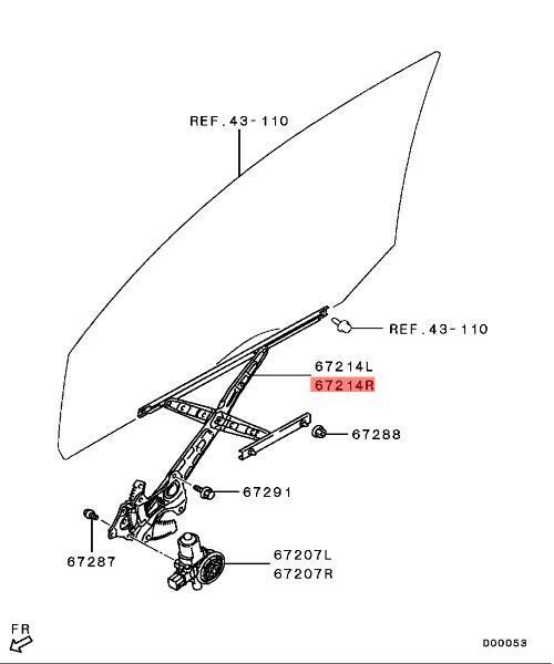 ミツビシ 純正 ミラージュ A03A ドアウィンドウ レギュレータ 右