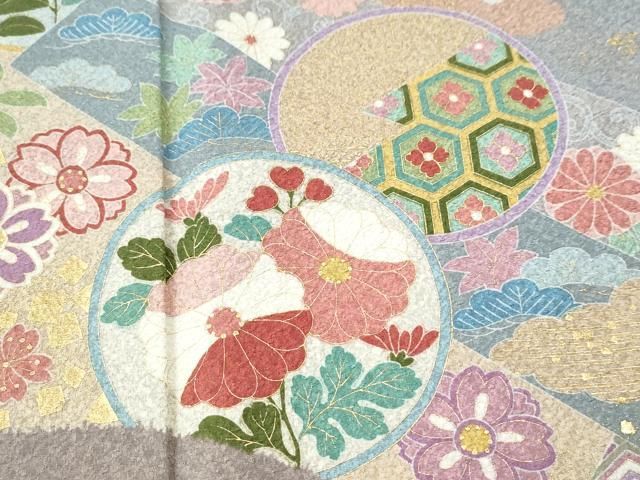 平和屋着物○訪問着 吉祥花丸文 金彩 正絹 逸品 CAAU1780yc - メルカリ