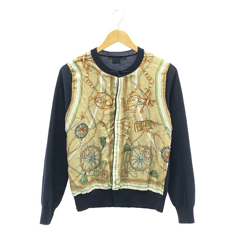 COMME des GARCONS COMME des GARCONS / コムコム | 裏シルク切替え クルーネックカーディガン | L | ネイビー | レディース COMME des GARCONS COMME des GARCONS / コムコム | 裏シルク切替え