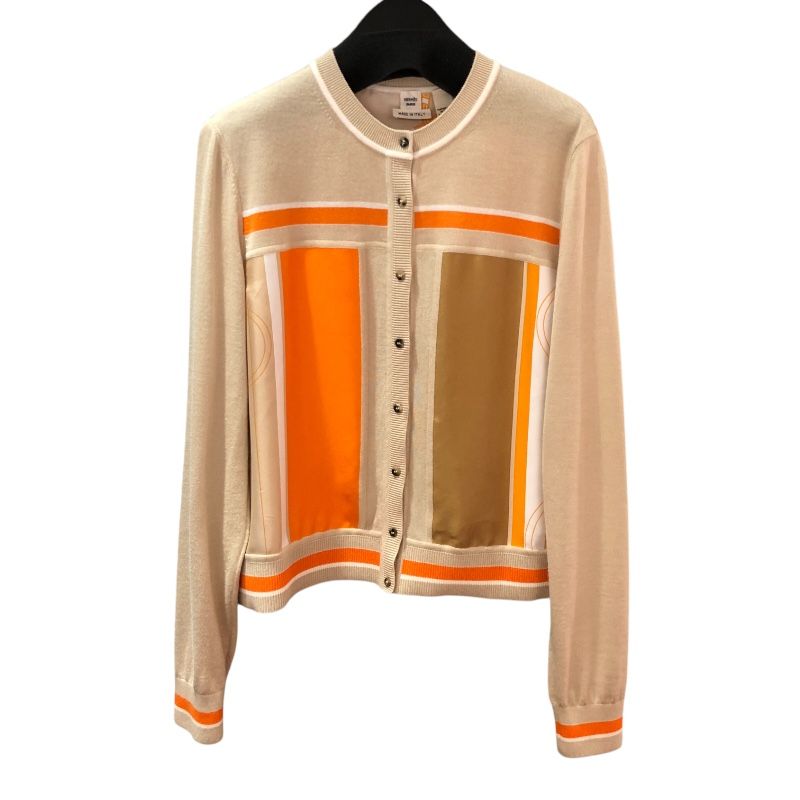 エルメス HERMES ツイルレーヌカーディガン 3E2802D7 ベージュ シルク レディース カーディガン