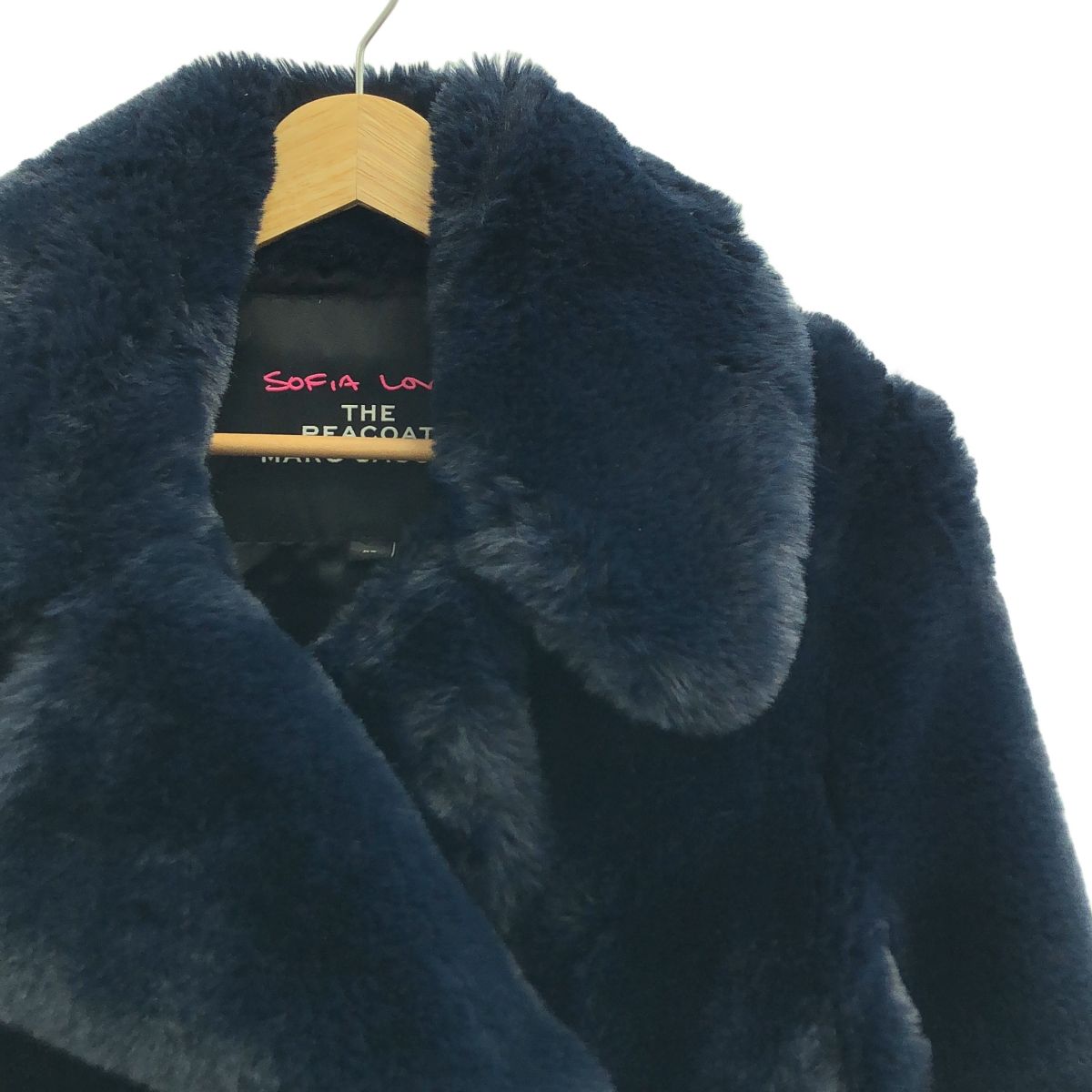 MARC JACOBS | マークジェイコブス | Sofia Loves Faux Fur Coat フェイクファー ダブル コート | XS | ネイビー | レディース