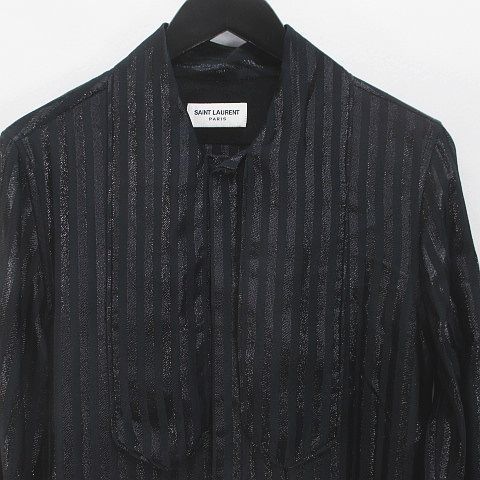 サンローラン パリ SAINT LAURENT PARIS 長袖 シャツ ブラウス F36 黒 