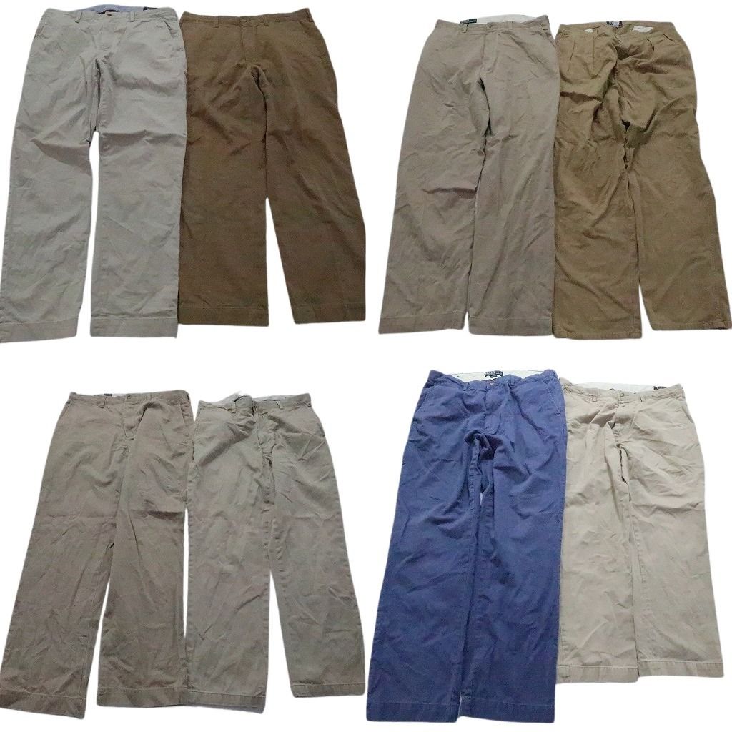 古着卸 まとめ売り ラルフローレン ポロ チノ パンツ 8枚セット メンズ 35 |36 ベージュ ブルー 2タック 古着 NB9852