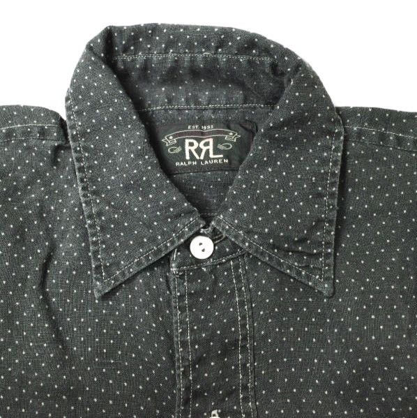 RRL ダブルアールエル ポルカドット 長袖シャツ M〜L相当 RRL(ダブルアールエルラルフローレン):ポルカドット ワーク