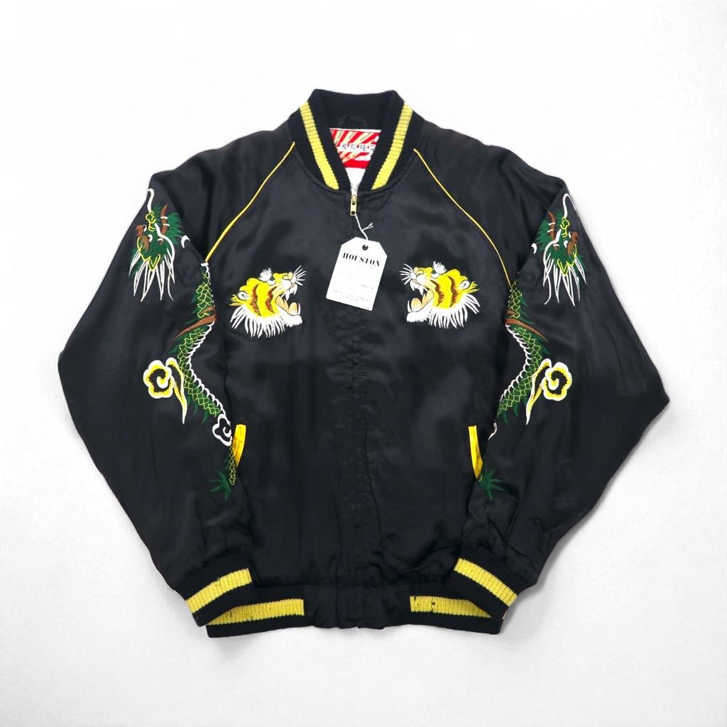 セール中　HOUSTON ブラック スカジャン 楽天市場】HOUSTON ヒューストン スカジャン MAP SUKA JACKET