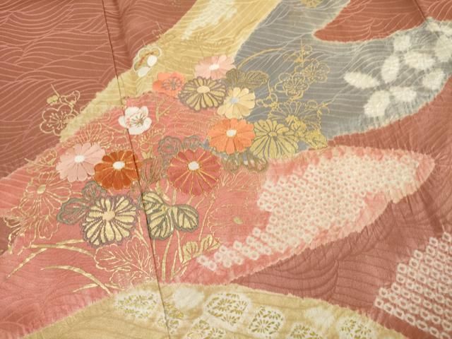 平和屋着物○創業460年・千總 訪問着 絞り 刺繍 草花 金彩 高島屋