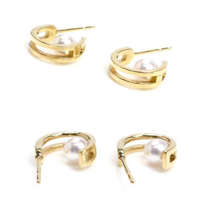 MIKIMOTO ミキモト K18YG イエローゴールド パール ピアス PE-1723PK