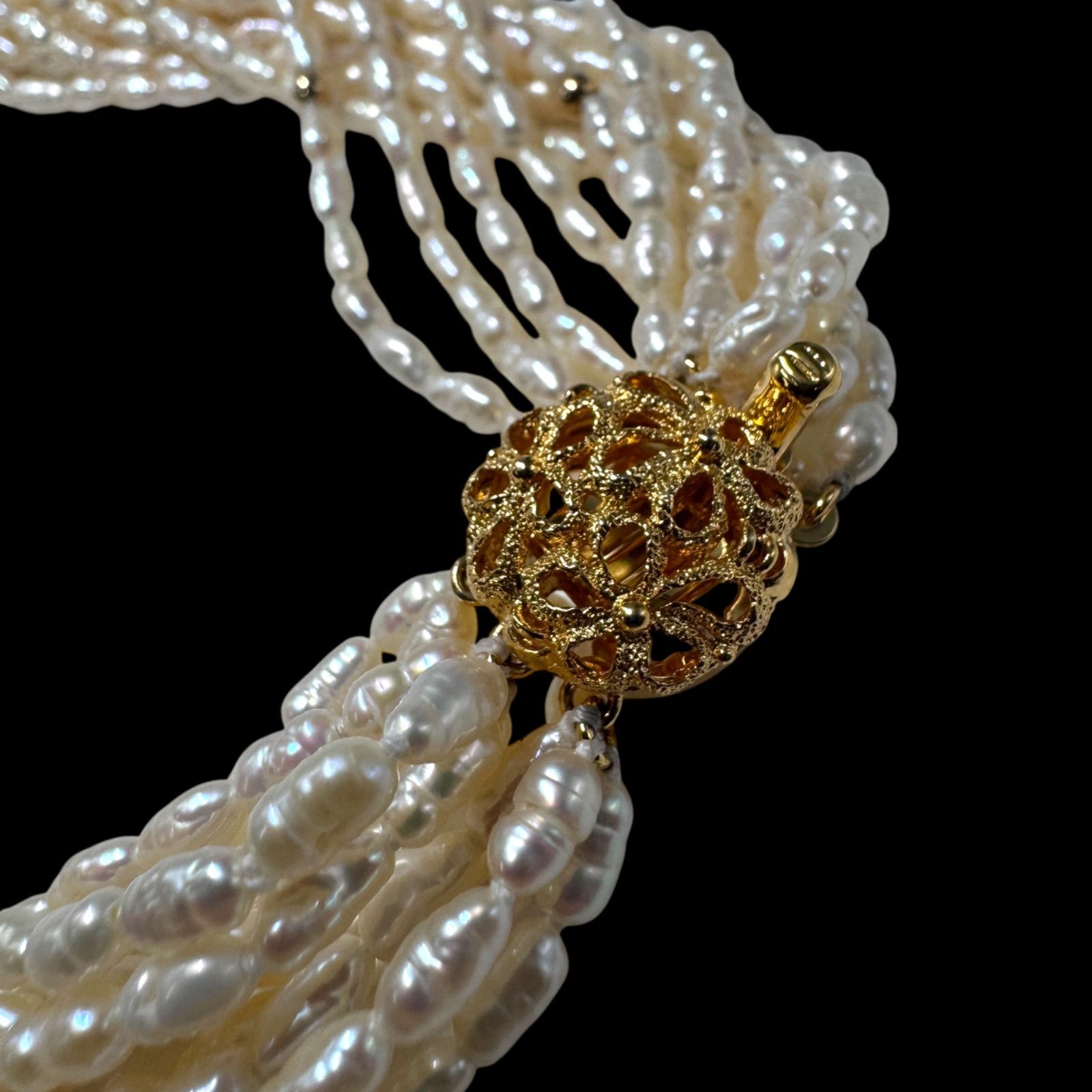 美品 ケシパール 真珠 10連 ネックレス 照り良 SV金具 ジュエリー 