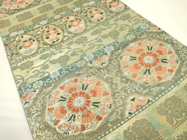 専用ページ　正絹　六通袋帯【花唐草】No2580 平和屋着物◎六通柄袋帯 唐織 草花文 金銀糸 正絹 逸品