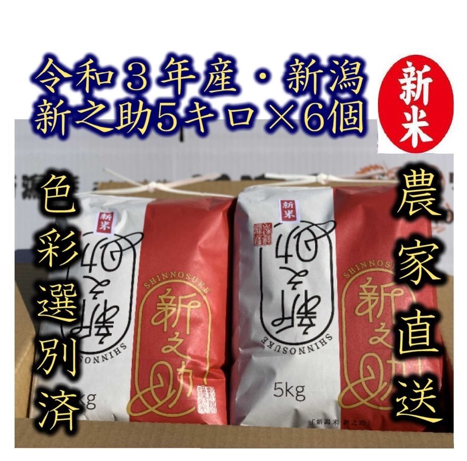 山内様専用出品 新之助 玄米10キロ３袋入り1梱包 佐川急便発送 11/22