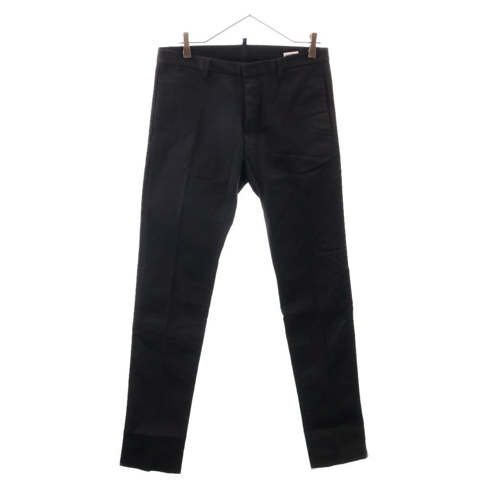 DSQUARED2 (ディースクエアード) 15SS ロゴプレート付き ボタンフライ コットン トラウザーパンツ ブラック S71KA0820