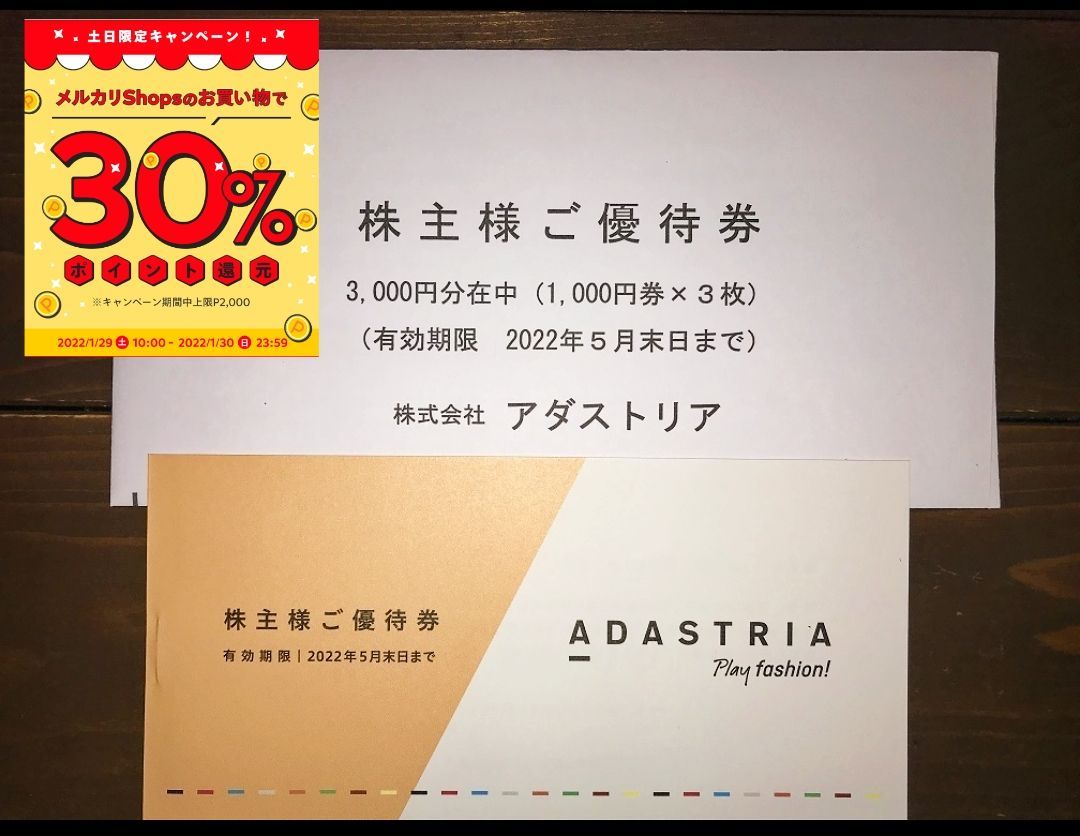 最新2022/5まで◇アダストリア 株主優待券 3000円分 ローリーズ