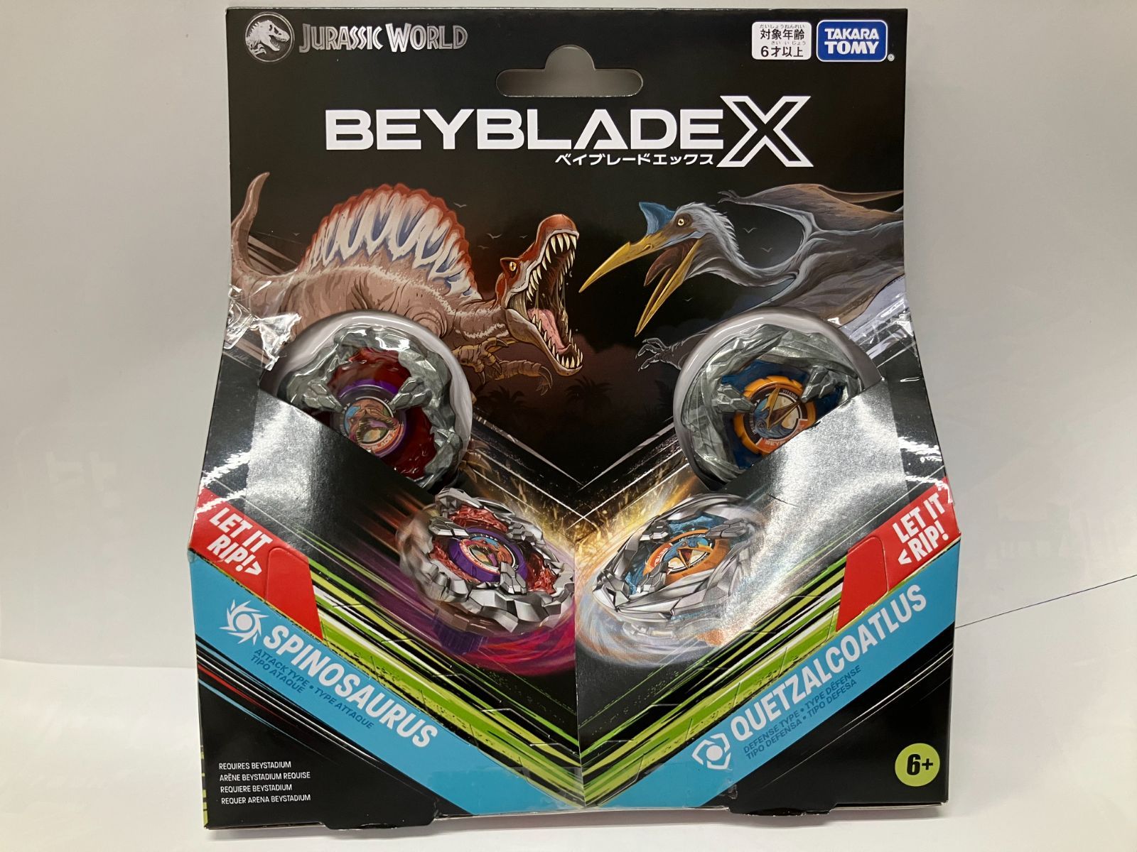 ベイブレードX　 T-レックス/モササウルス、スピノサウルス/ケツァルコアトルス ベイブレード開発者レビュー】ジュラシック・ワールドコラボ！T