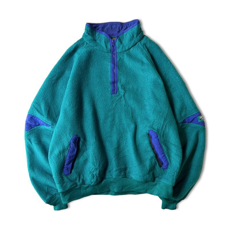 80s 黒タグ Eddie Bauer ハーフジップ プルオーバー フリース