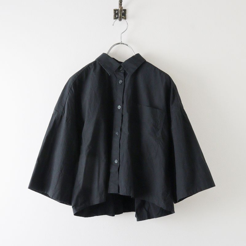 2023AW ナゴンスタンス nagonstans cropped half-sleeves shirt クロップド ハーフスリーブ シャツ  M/ブラック ブラウス【2400013695312】 - メルカリ