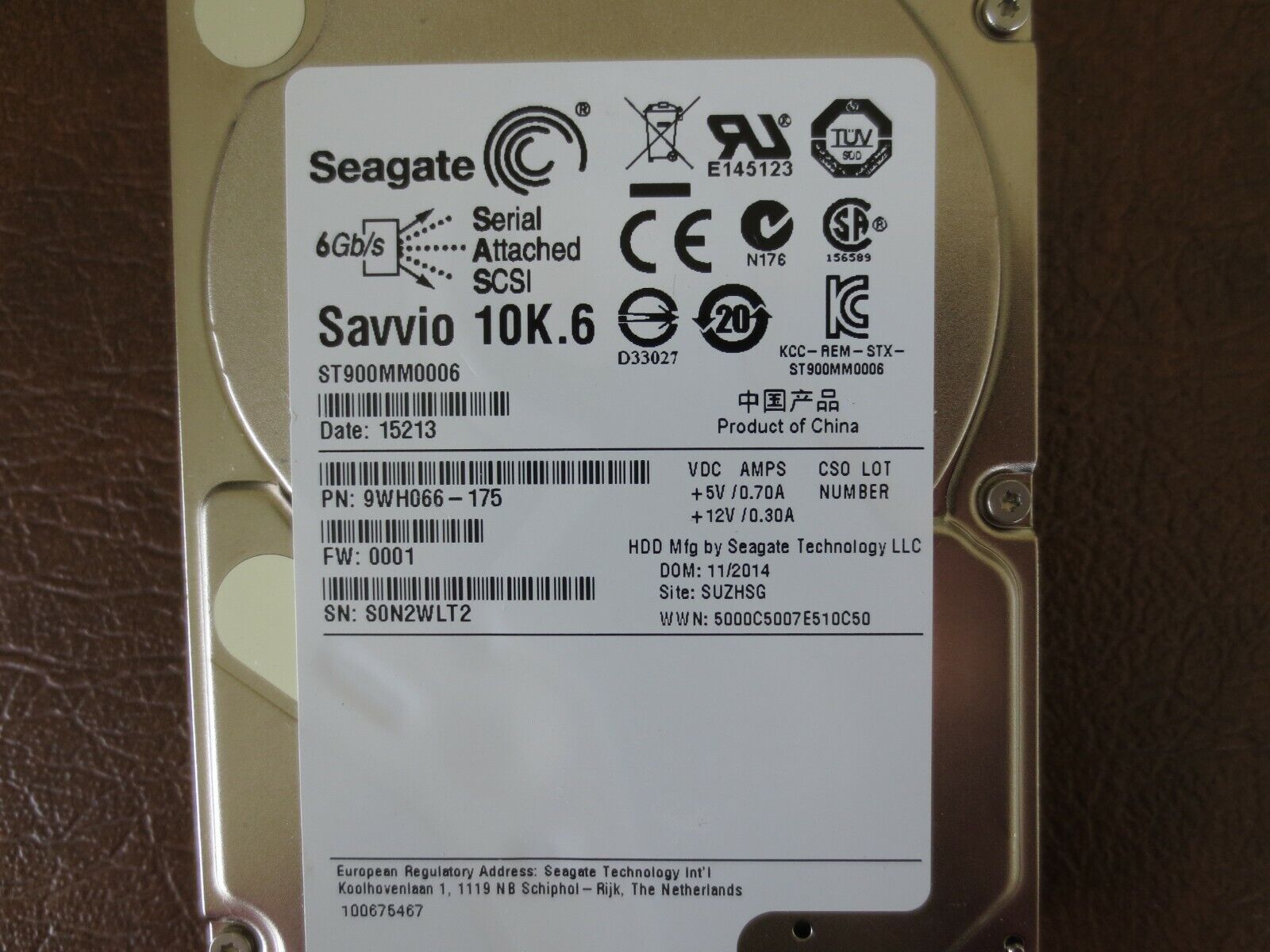 Seagate ST900MM0006 9WH066-175 FW:0001 900GB 2.5インチ SAS ハードドライブ