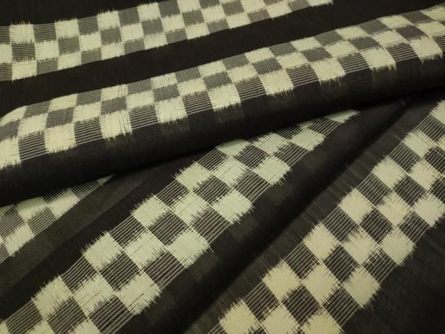 平和屋着物＊夏物 紗紬 市松横段文 正絹 逸品 CAAS8277vp