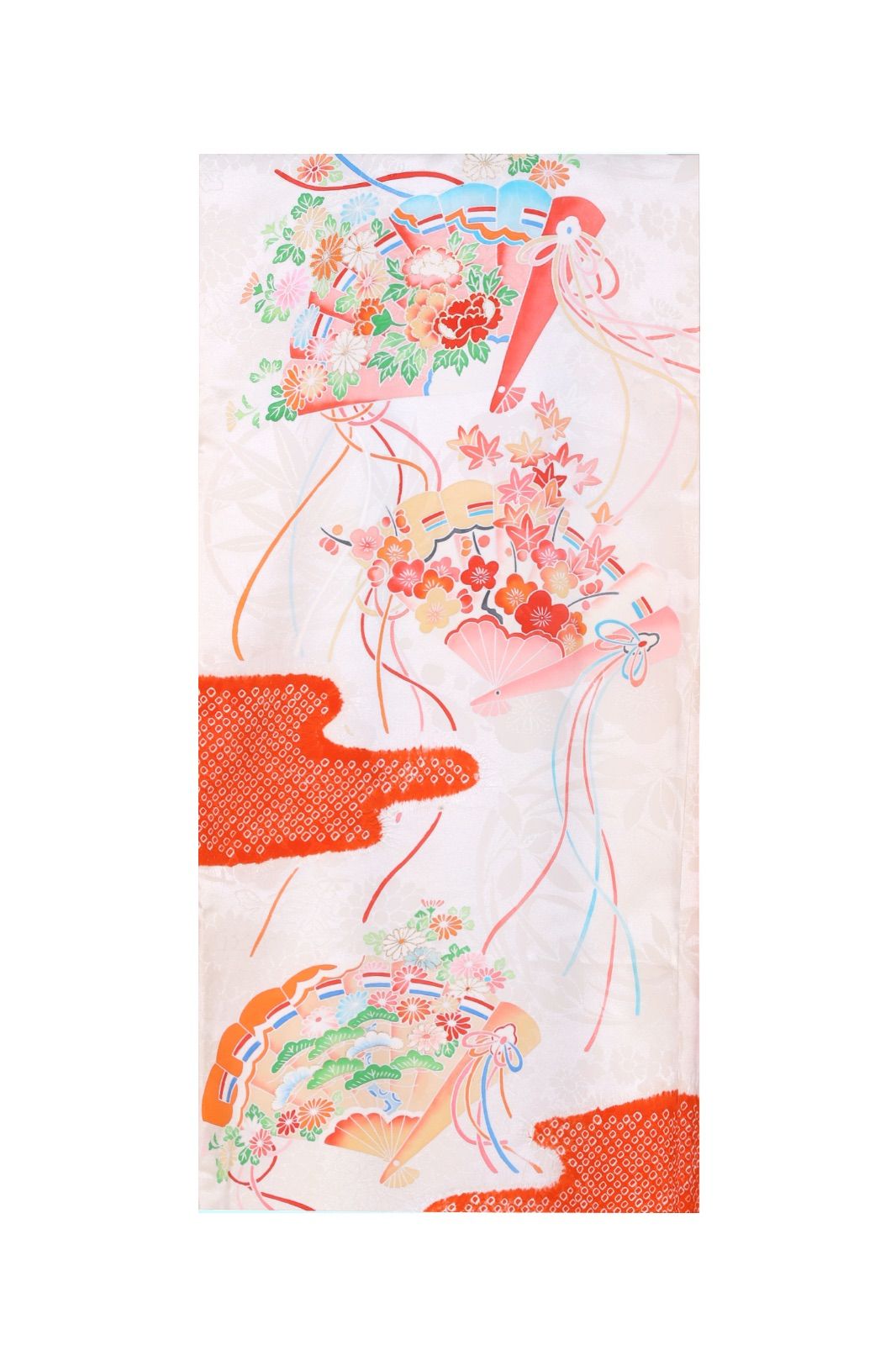 熨斗目 女児お宮参り着物 掛け着 手書き友禅 ピンク系 正絹 日本製 お