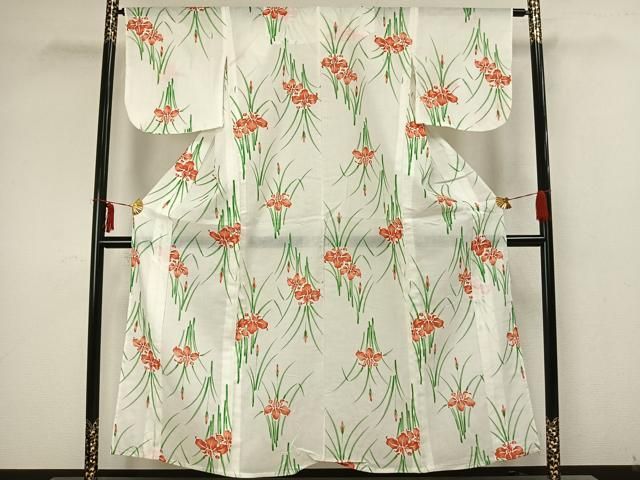 平和屋着物＊夏物 小紋 紗 舞花文 AABB8762sx