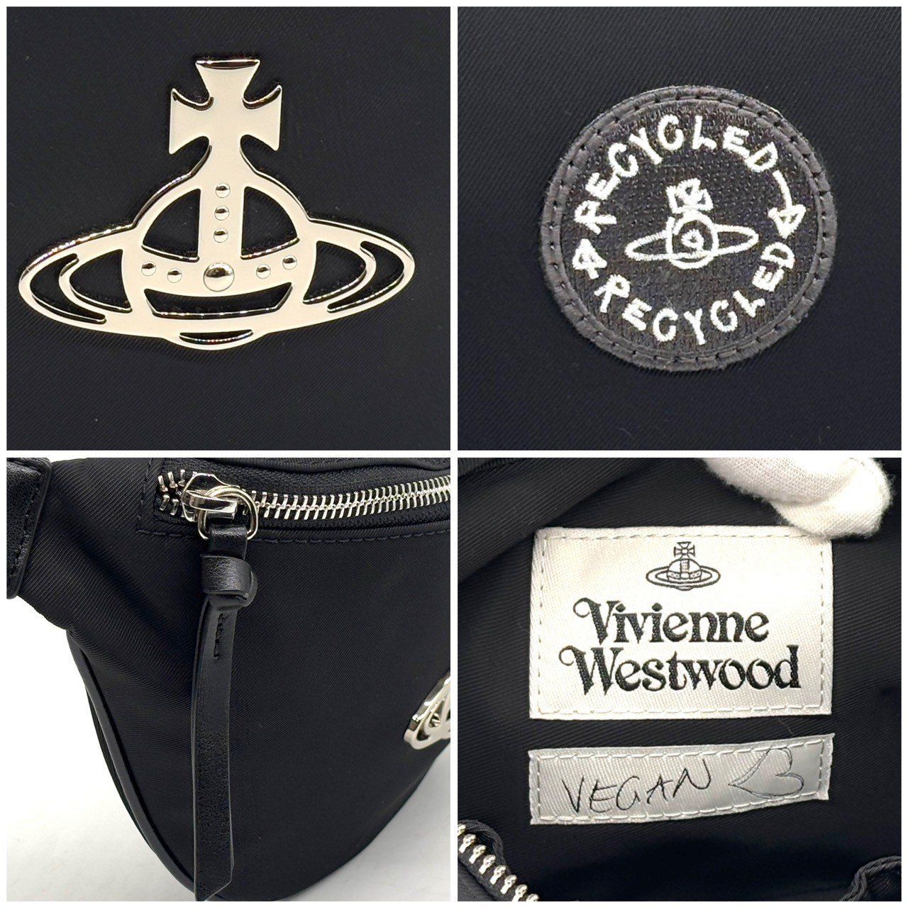 感性で魅せるモード Vivienne Westwood ヴィヴィアンウエストウッド ヒルダスモールバムバッグ ボディバッグ ナイロン リサイクル素材 オーブ ブラック WWW_MORNINGWALKER_COM