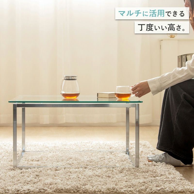 正方形ガラステーブル ローテーブル