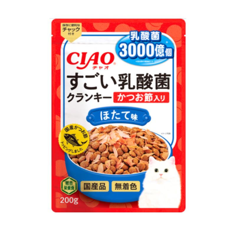 CIAO チャオ すごい乳酸菌クランキー かつお節入り ほたて味 200g 24袋セット