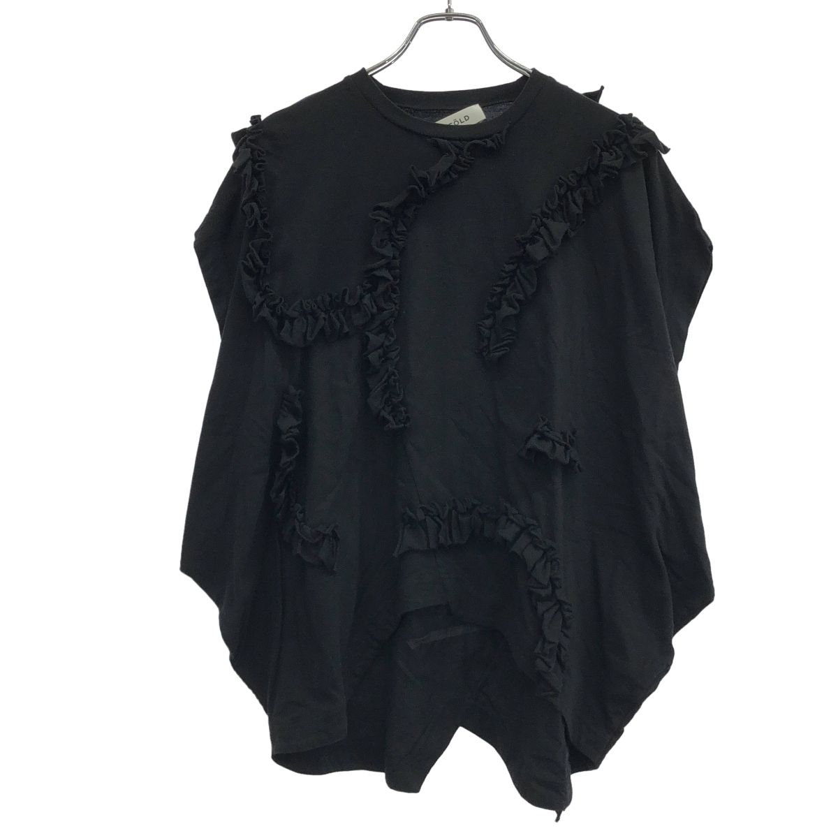 ENFOLD エンフォルド 24SS RUFFLE HEXAGON T-SHIRT ラッフルヘキサゴンTシャツ 300HS280-2780 ブラック 38