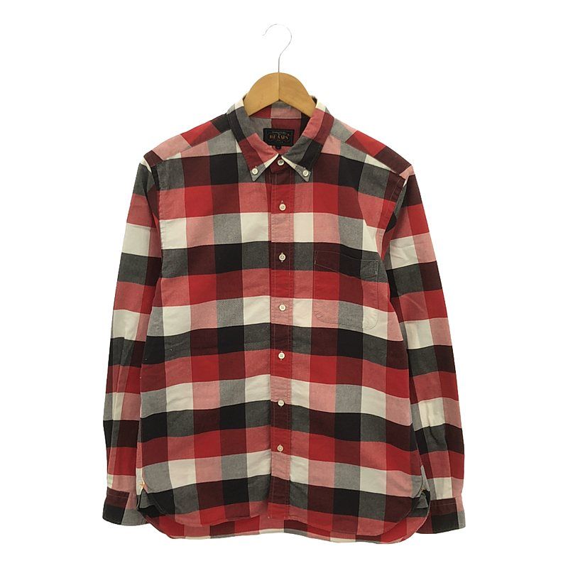 BEAMS PLUS / ビームスプラス | ブロックチェック ボタンダウンシャツ | M | レッド系 | メンズ