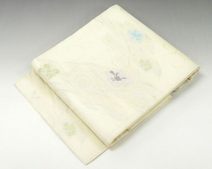 夏帯 名古屋帯 仕立て上がり 正絹 夏物 沢本織物謹製 花幾何模様 紗名古屋帯 小 夏 夏用 夏物 仕立済 y2614