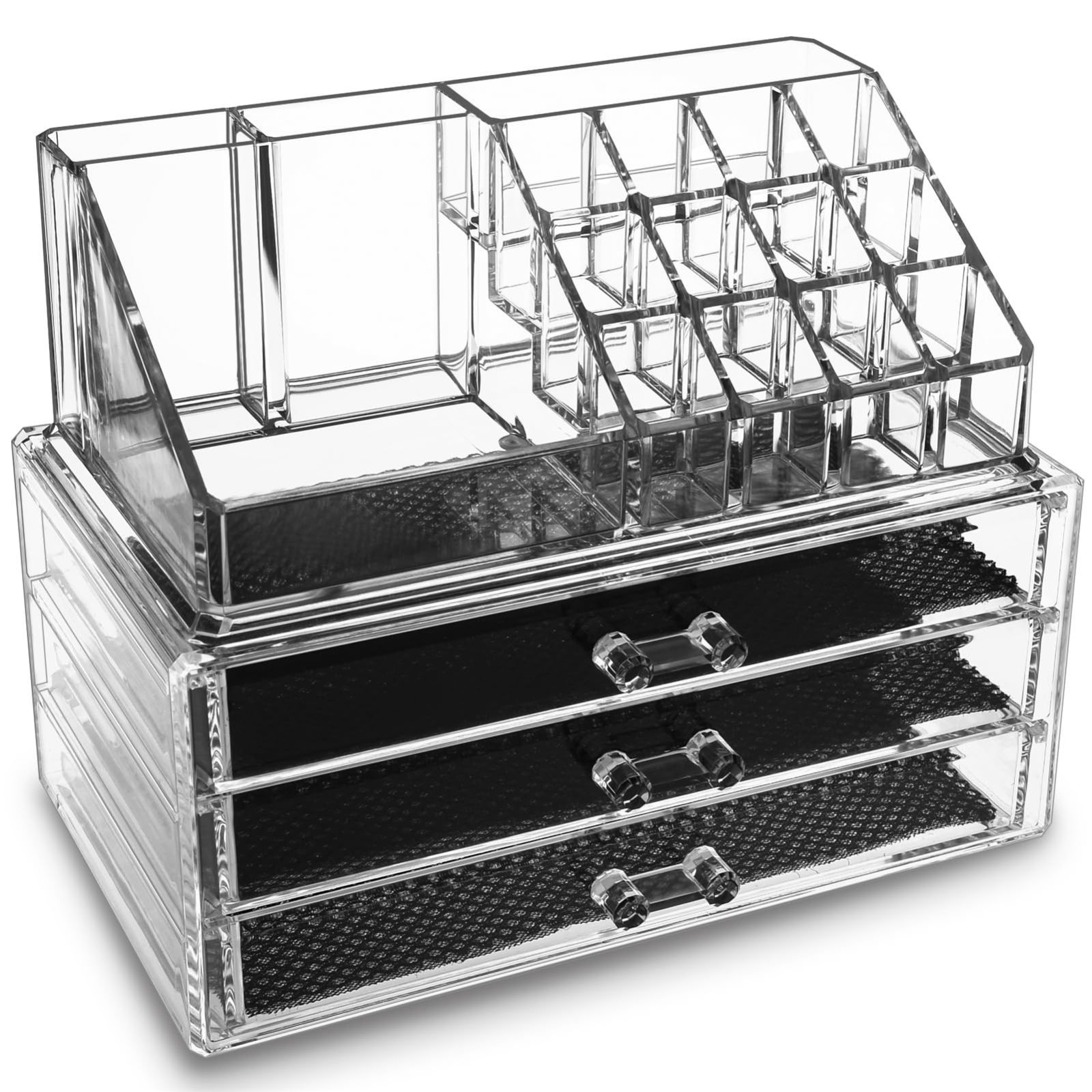 【在庫処分】コスメ収納 ネイル収納 リップケース メイクブラシケース メイク道具 MOSIKER 香水 化粧水 小物収納 透明 アクリル おしゃれ 大容量 卓上収納 (3 引き出し)