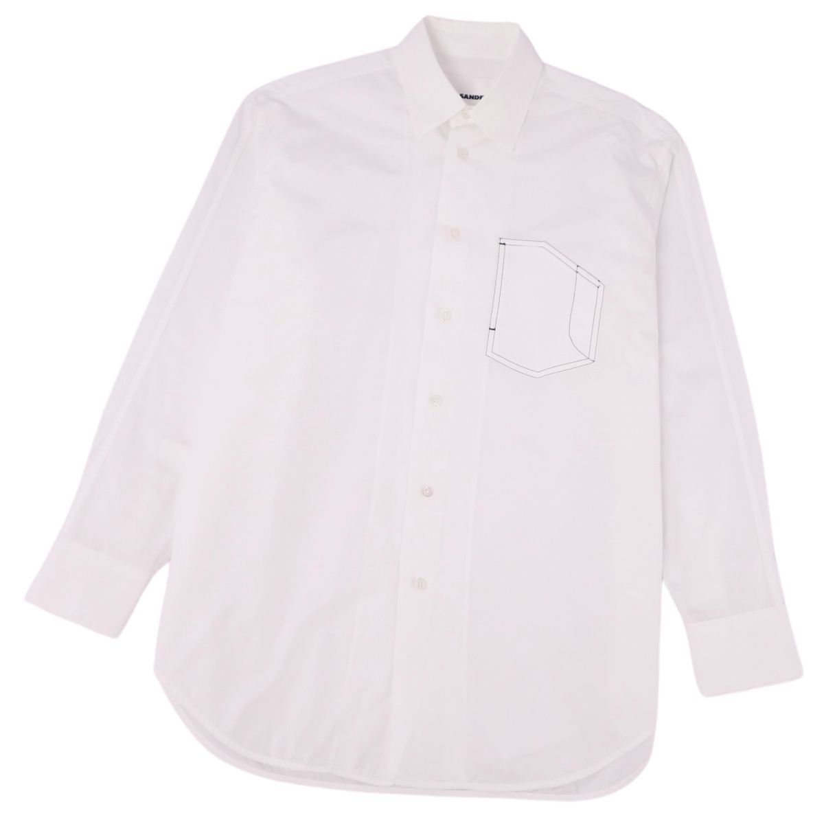 美品 ジルサンダー JIL SANDER シャツ ロングスリーブ 長袖 無地 イタリア製 コットン トップス メンズ 39(L相当) ホワイト