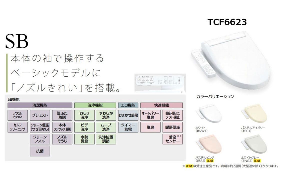 未開封新品】TOTO TCF6623 #SR2 ウォシュレット 温水洗浄便座