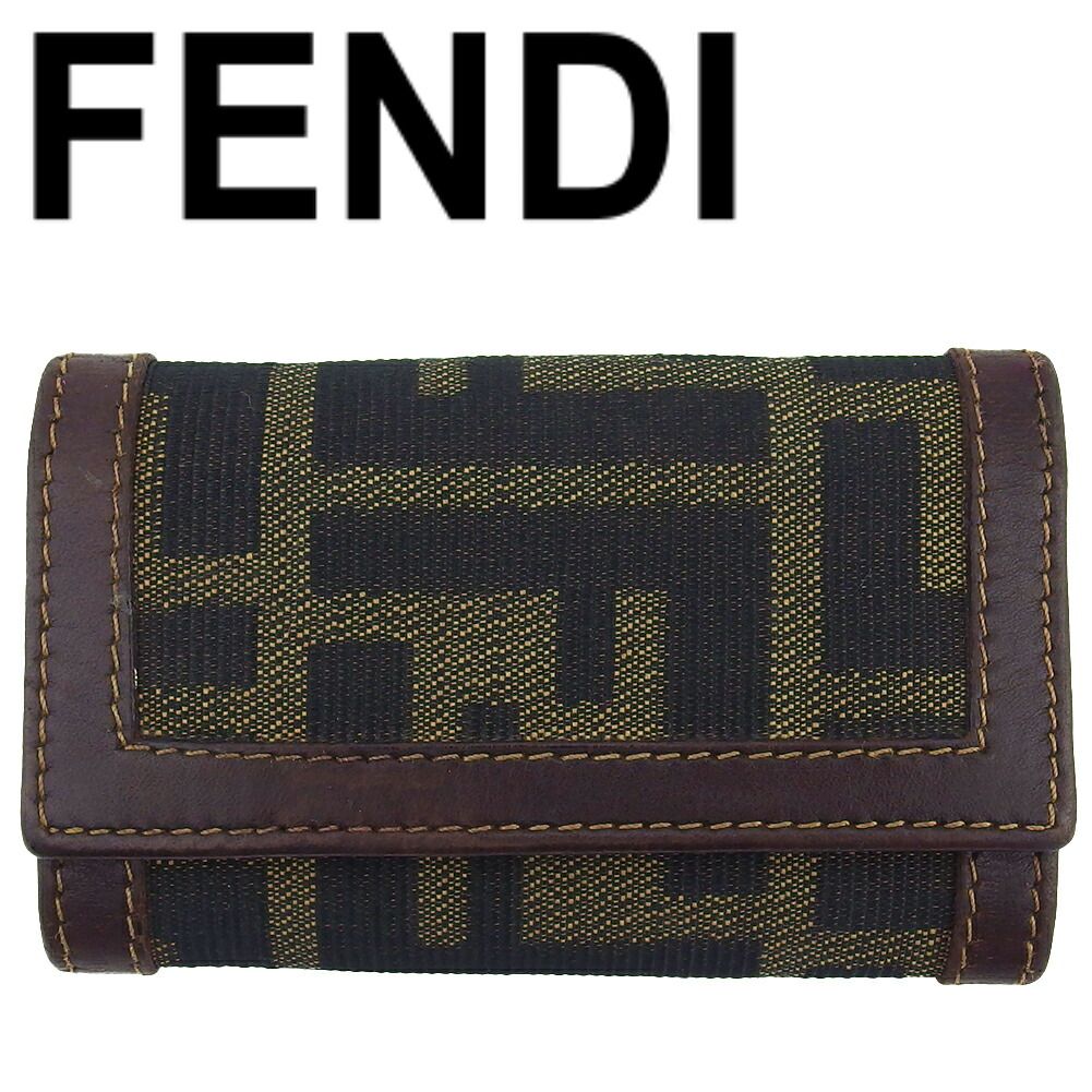 【未使用新品】FENDI　黒　ズッカ柄　キーケース 未使用新品】FENDI 黒 ズッカ柄 キーケース