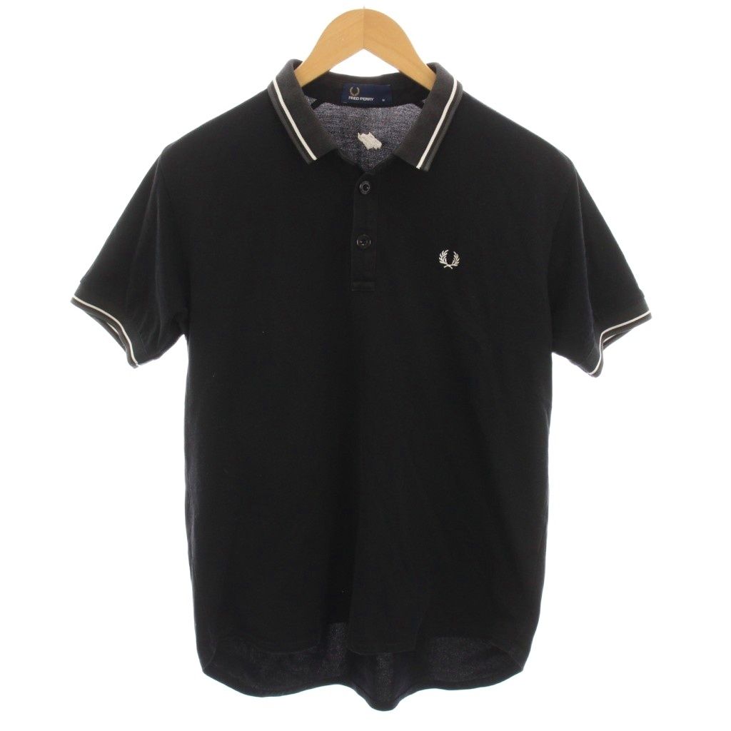 未使用　FRED PERRY フレッドペリー ポロシャツ 黒　刺繍　38 フレッドペリー FRED PERRY ポロシャツ 半袖 刺繍 M 黒 FZ1619