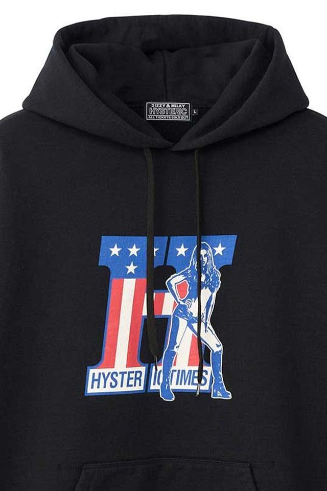 HYSTERIC GLAMOUR ヒステリックグラマー 02253CF04 H TIMES パーカー BLACK 正規通販 メンズ