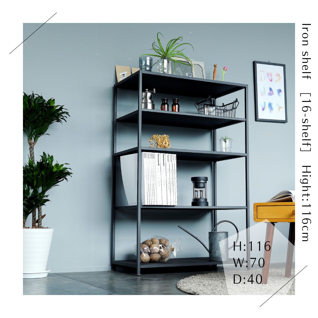 アイアンシェルフ⭐︎即購入OK 高さ116cm 幅70cm 奥行き40cm アイアンシェルフ受注生産：4~6週間